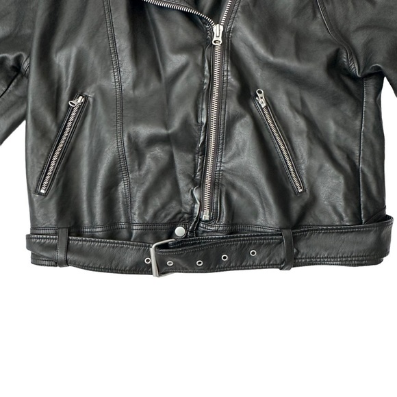 Free People Drapey Vegan Moto Jacket with Hood Size L - Picture 6 of 9